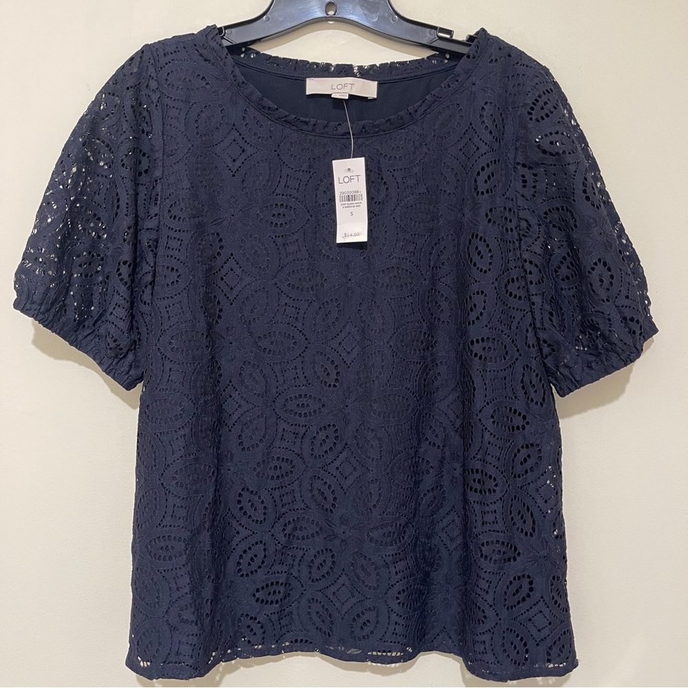 LOFT Dark Blue Lace Blouse